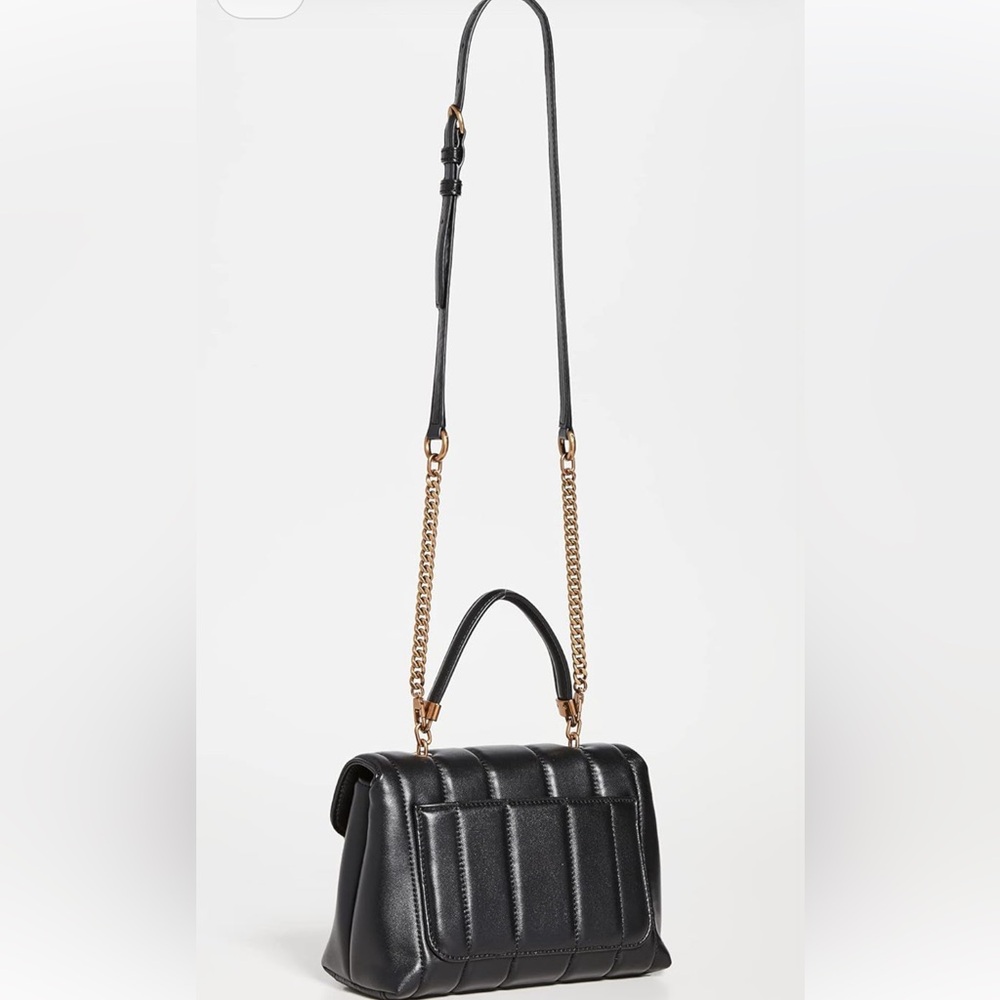 Tory Burch Kira Small Quilted Leather Top Handle Satchel Black Gold NWT - Picture 11 of 11